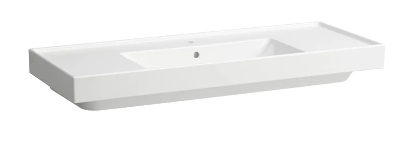 SCALIDO-Waschtisch eckig 1200x475mm mit SCC 1HL m. ÜL Ablage L/R unterbauf. weiß