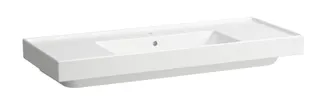 SCALIDO-Waschtisch eckig 1200x475mm 1HL m Überlauf Ablage L/R unterbaufähig weiß