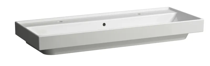 SCALIDO-Waschtisch eckig 1200x475mm 2HL mit Überlaufloch unterbaufähig weiß
