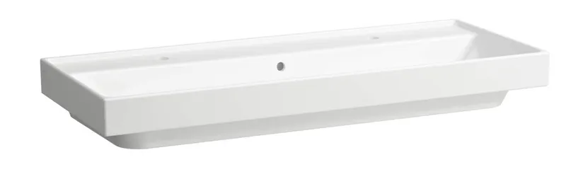 SCALIDO-Waschtisch eckig 1200x475mm mit SCC 2HL m. Überlaufl. unterbaufähig weiß
