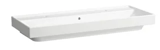SCALIDO-Waschtisch eckig 1200x475mm mit SCC 2HL m. Überlaufl. unterbaufähig weiß