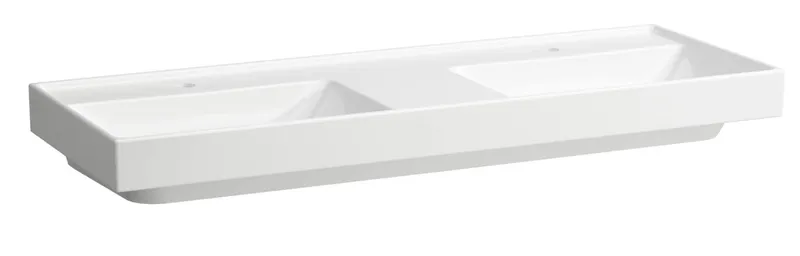SCALIDO-Doppelwascht. eckig 1300x475mm 2HL ohne Überlauf unterbaufähig weiß