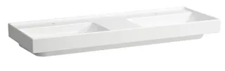 SCALIDO-Doppelwascht. eckig 1300x475mm 2HL ohne Überlauf unterbaufähig weiß
