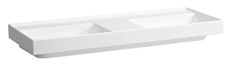 SCALIDO-Doppelwascht. eckig 1300x475mm ohne Hahnloch/Überlauf unterbauf. weiß