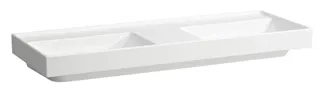 SCALIDO-Doppelwascht. eckig 1300x475mm ohne Hahnloch/Überlauf unterbauf. weiß