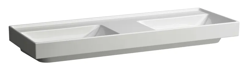 SCALIDO-Doppelwascht. eckig 1300x475mm SCC ohne Hahnl/Überlauf unterbauf. weiß