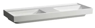 SCALIDO-Doppelwascht. eckig 1300x475mm SCC ohne Hahnl/Überlauf unterbauf. weiß