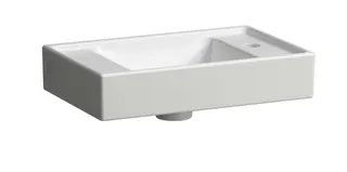 SCALIDO-Handwaschbecken eckig 450x280mm 1HL rechts o. Überl. unterbaufähig weiß