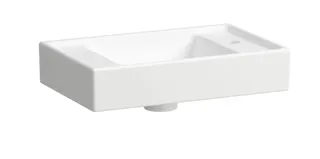 SCALIDO-Handwaschbecken eckig 450x280mm m SCC 1HL rechts o. Überl unterbauf weiß