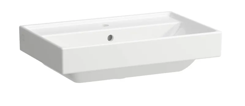 SCALIDO-Wascht. kompakt eckig 600x380mm 1 Hahnloch m Überlauf unterbaufähig weiß