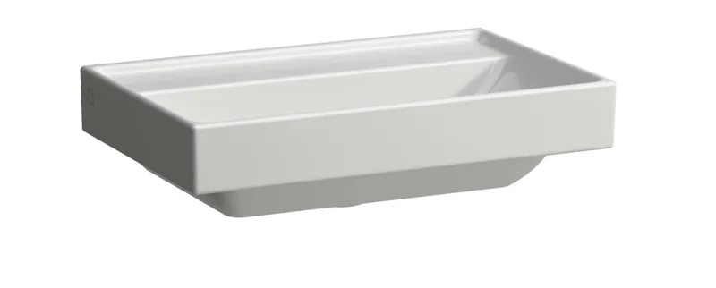 SCALIDO-Aufsatz-Waschtisch komp. eckig 600x380mm mit SCC ohne Hahnloch/Überlaufloch weiß