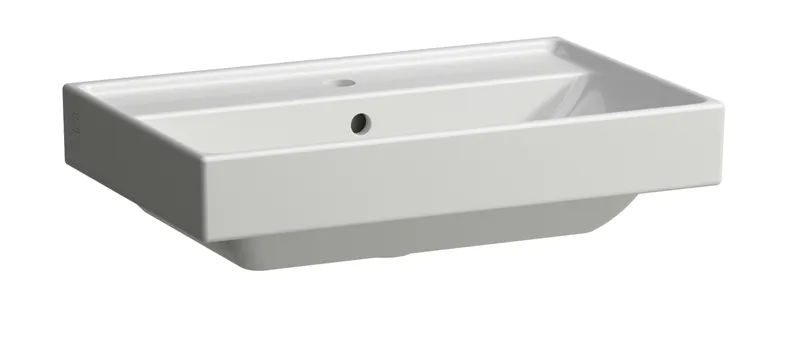 SCALIDO-Aufsatz-Waschtisch komp. eckig 600x380mm mit SCC 1 Hahnloch m. Überlaufloch weiß