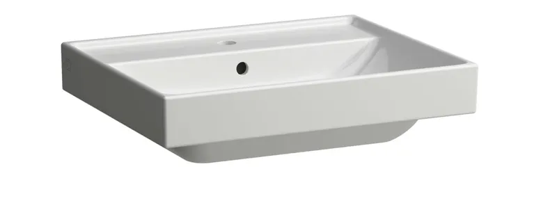 SCALIDO-Aufsatzwascht. eckig 600x475mm 1 Hahnloch mit Überlaufloch weiß