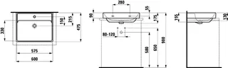 SCALIDO-Aufsatzwascht. eckig 600x475mm mit SCC ohne Hahnloch/Überlaufloch weiß – Bild 2