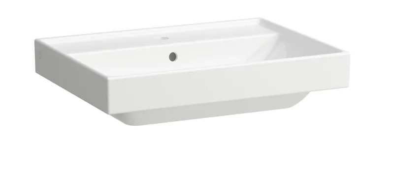 SCALIDO-Aufsatzwascht. eckig 650x475mm mit SCC 1 Hahnloch m. Überlaufloch weiß