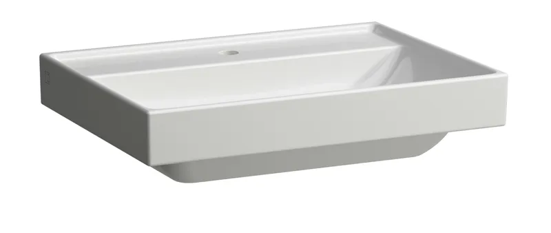 SCALIDO-Aufsatzwascht. eckig 650x475mm mit SCC 1 Hahnloch o. Überlaufloch weiß