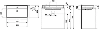 SCALIDO-Aufsatzwascht. eckig 800x475mm ohne Hahnloch/Überlaufloch weiß – Bild 2