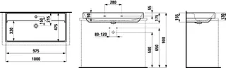 SCALIDO-Aufsatzwascht. eckig 1000x475mm ohne Hahnloch/Überlaufloch weiß – Bild 2