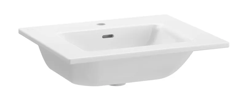SCALIDO-Waschtisch SLIM 600x500mm 1 Hahnloch m Überlaufl unterbauf. weiß