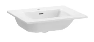 SCALIDO-Waschtisch SLIM 600x500mm 1 Hahnloch m Überlaufl unterbauf. weiß