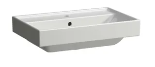 SCALIDO-Aufsatz-Waschtisch komp. eckig 600x380mm 1 Hahnloch mit Überlaufloch weiß