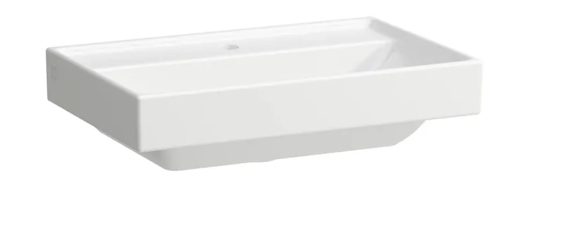 SCALIDO-Aufsatz-Waschtisch komp. eckig 600x380mm mit SCC 1 Hahnloch o. Überlaufloch weiß