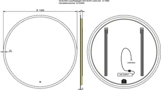 SCALIDO-Leuchtspiegel LED-SCR1 rund uml. Lichtstreifen/Lichtwech./Schalter 1000mm – Bild 2