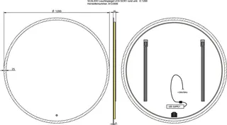 SCALIDO-Leuchtspiegel LED-SCR1 rund uml. Lichtstreifen/Lichtwech./Schalter 1200mm – Bild 2