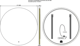 SCALIDO-Leuchtspiegel LED-SCR2 rund mit Hintergrundbel./Lichtw./Schalter 1000mm – Bild 2
