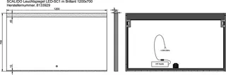 SCALIDO-Leuchtspiegel LED-SC1 m Brillant modul/Lichtwechsler/Schalter 1200x700mm – Bild 2