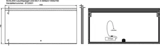 SCALIDO-Leuchtspiegel LED-SC1 m Brillant modul/Lichtwechsler/Schalter 1400x700mm – Bild 2