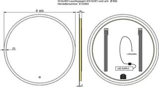 SCALIDO-Leuchtspiegel LED-SCR1 rund uml. Lichtstreifen/Lichtwech./Schalter 800mm – Bild 2