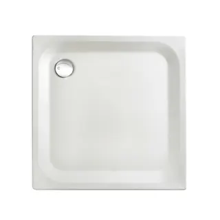 SCALIDO-Stahl-Duschwanne superfl. Anti- rutschPro m. Wannentr. 800x800x25mm weiß