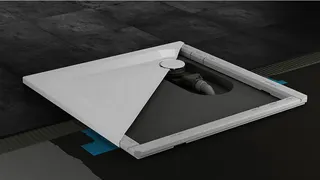 SCALIDO-Stahl-Duschwanne superflach mit Wannenträger 800x800x25mm weiß