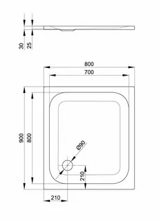 SCALIDO-Stahl-Duschwanne superflach 900x800x25mm weiß – Bild 2