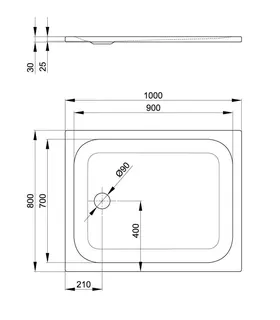 SCALIDO-Stahl-Duschwanne superflach 1000x800x25mm weiß – Bild 2