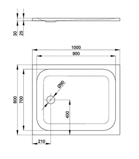SCALIDO-Stahl-Duschwanne superflach GlasurPlus 1000x800x25mm weiß – Bild 2
