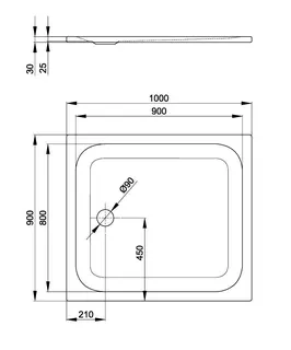 SCALIDO-Stahl-Duschwanne superflach 1000x900x25mm weiß – Bild 2