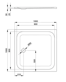 SCALIDO-Stahl-Duschwanne superflach 1000x1000x25mm weiß – Bild 2