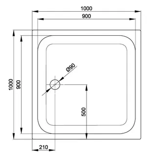 SCALIDO-Stahl-Duschwanne superflach mit Wannenträger 1000x1000x25mm weiß – Bild 2