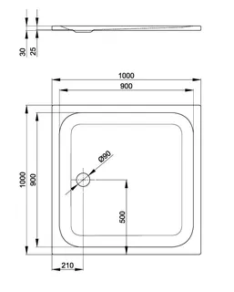 SCALIDO-Stahl-Duschwanne superflach GlasurPlus 1000x1000x25mm weiß – Bild 2