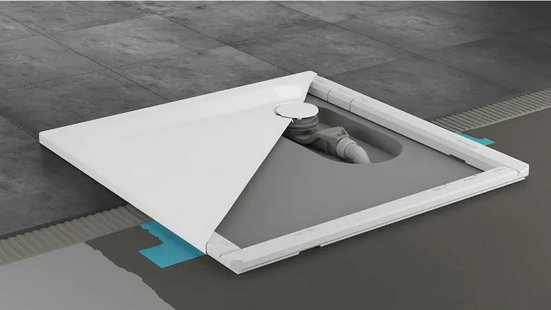 SCALIDO-Stahl-Duschwanne superflach mit Wannenträger 1000x1000x25mm weiß