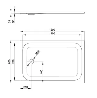 SCALIDO-Stahl-Duschwanne superflach AntirutschPro 1200x800x35mm weiß – Bild 2