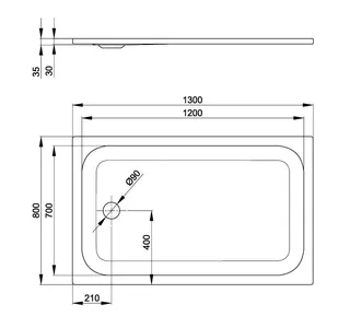 SCALIDO-Stahl-Duschwanne superflach 1300x800x35mm weiß – Bild 2