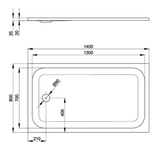 SCALIDO-Stahl-Duschwanne superflach GlasurPlus 1400x800x35mm weiß – Bild 2