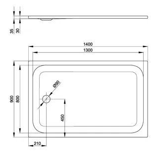 SCALIDO-Stahl-Duschwanne superflach GlasurPlus 1400x900x35mm weiß – Bild 2