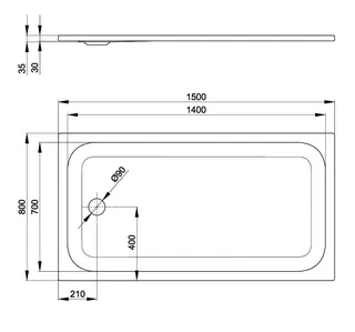SCALIDO-Stahl-Duschwanne superflach 1500x800x35mm weiß – Bild 2