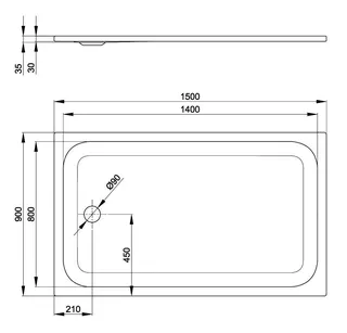 SCALIDO-Stahl-Duschwanne superflach GlasurPlus 1500x900x35mm weiß – Bild 2