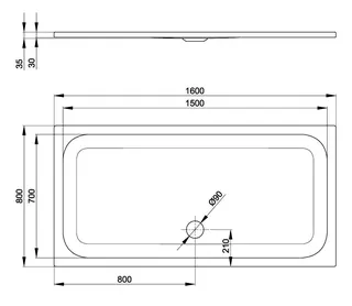 SCALIDO-Stahl-Duschwanne superflach 1600x800x35mm weiß – Bild 2