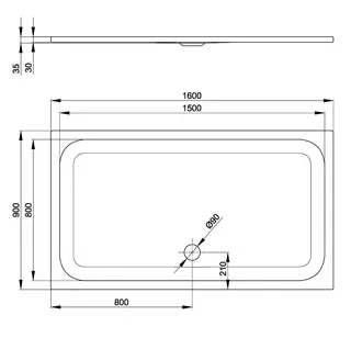 SCALIDO-Stahl-Duschwanne superflach 1600x900x35mm weiß – Bild 2